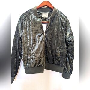 Ashley Outerwear Moss green velour bomber jacket.